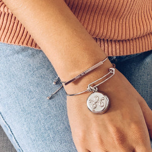 Smart Jewelry Personal Safety Panic Device for Emergency - invisaWear - Inspirational Silver Bar Bracelet