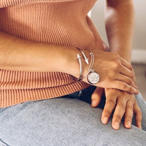 Smart Jewelry Personal Safety Panic Device for Emergency - Silver Marble Spike Cuff Bracelet