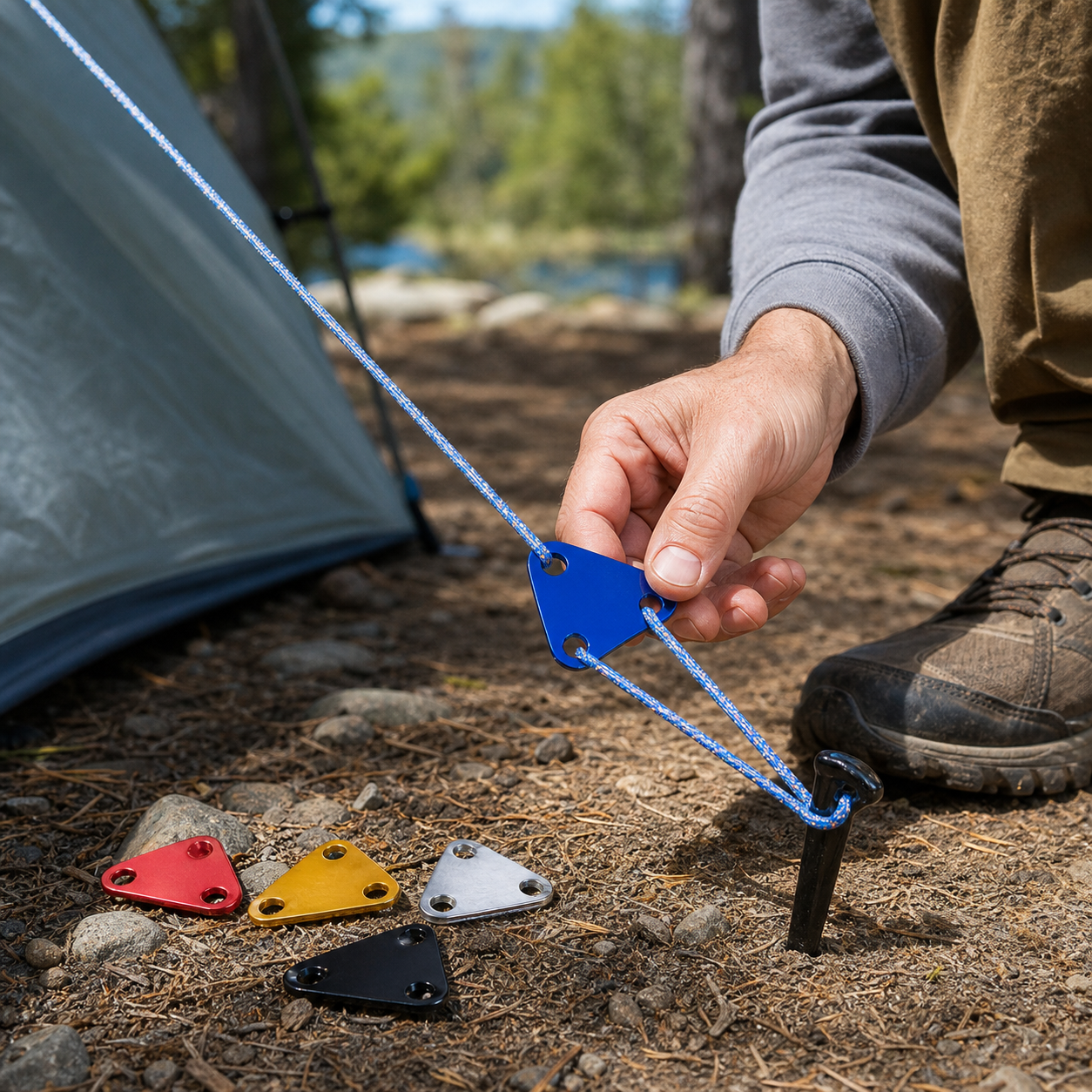 Aluminum Tent Guyline Tensioners 03 human use