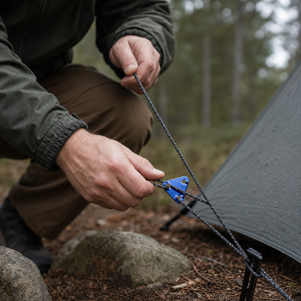 Aluminum Tent Line Tensioners 03 human use