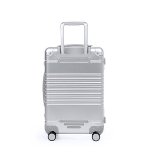 Back view of the frame carry-on max in silver aluminum edition 