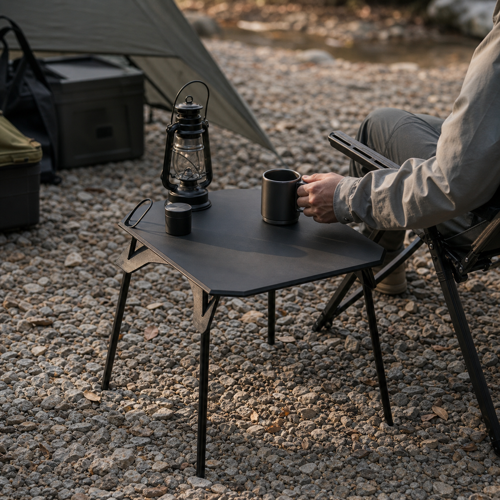 Compact Tactical Side Table 03 human use