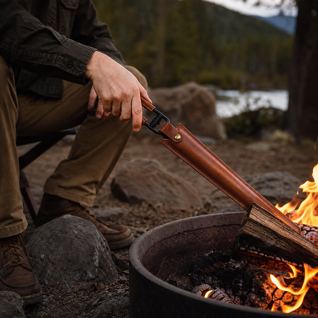 Extended Camp Fire Tongs 03 human use