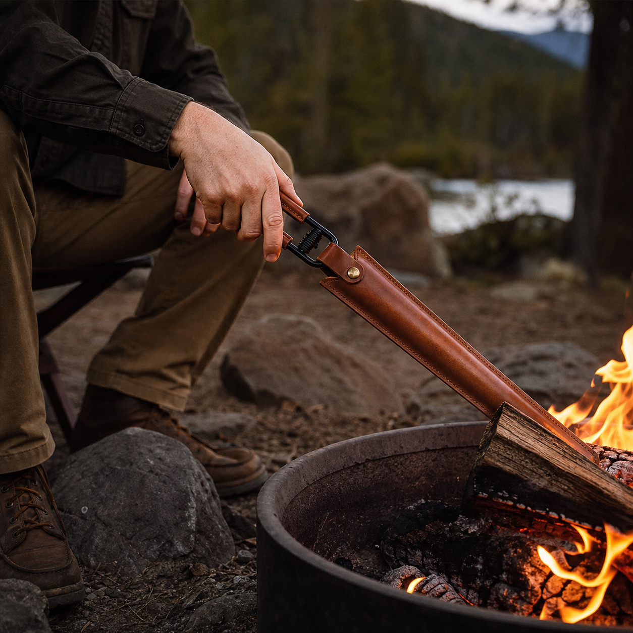 Extended Camp Fire Tongs 03 human use