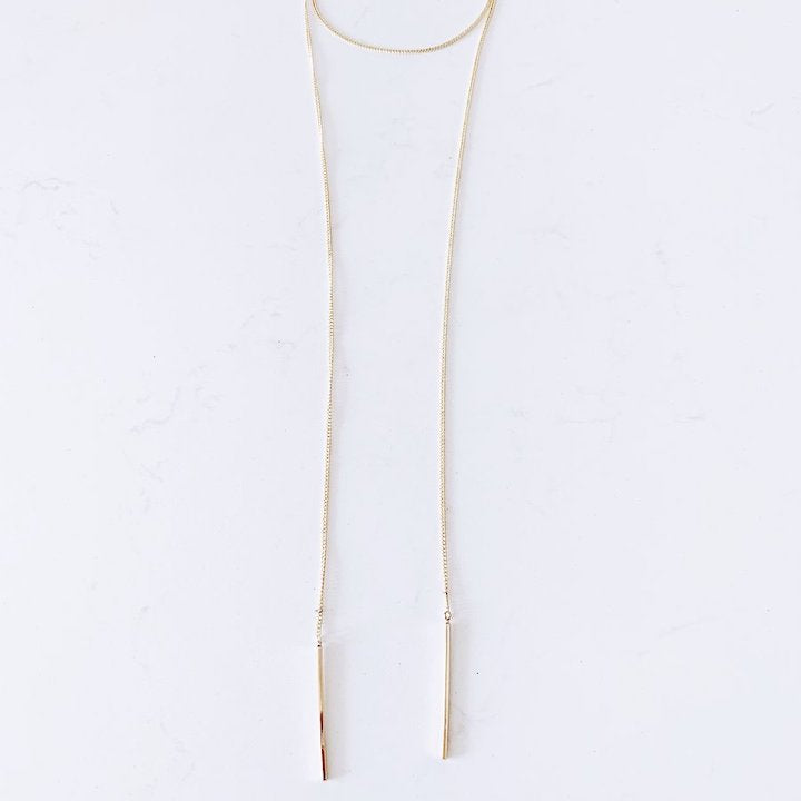 Gold Chain Bar Drops Choker