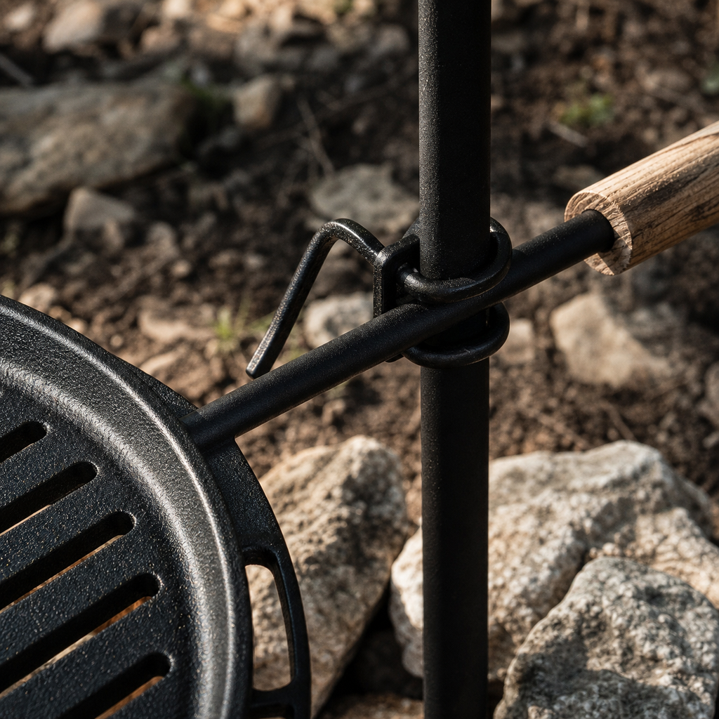 Modular Cast-Iron Camp Grill Stand 04 detail