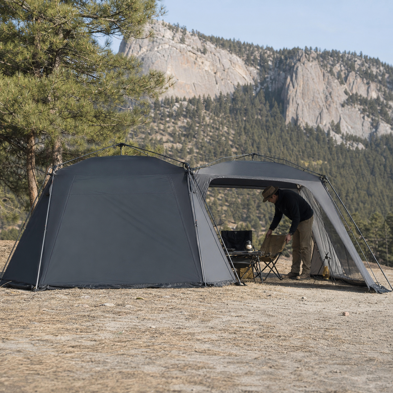 Quick-Open Dome Shelter 03 human use