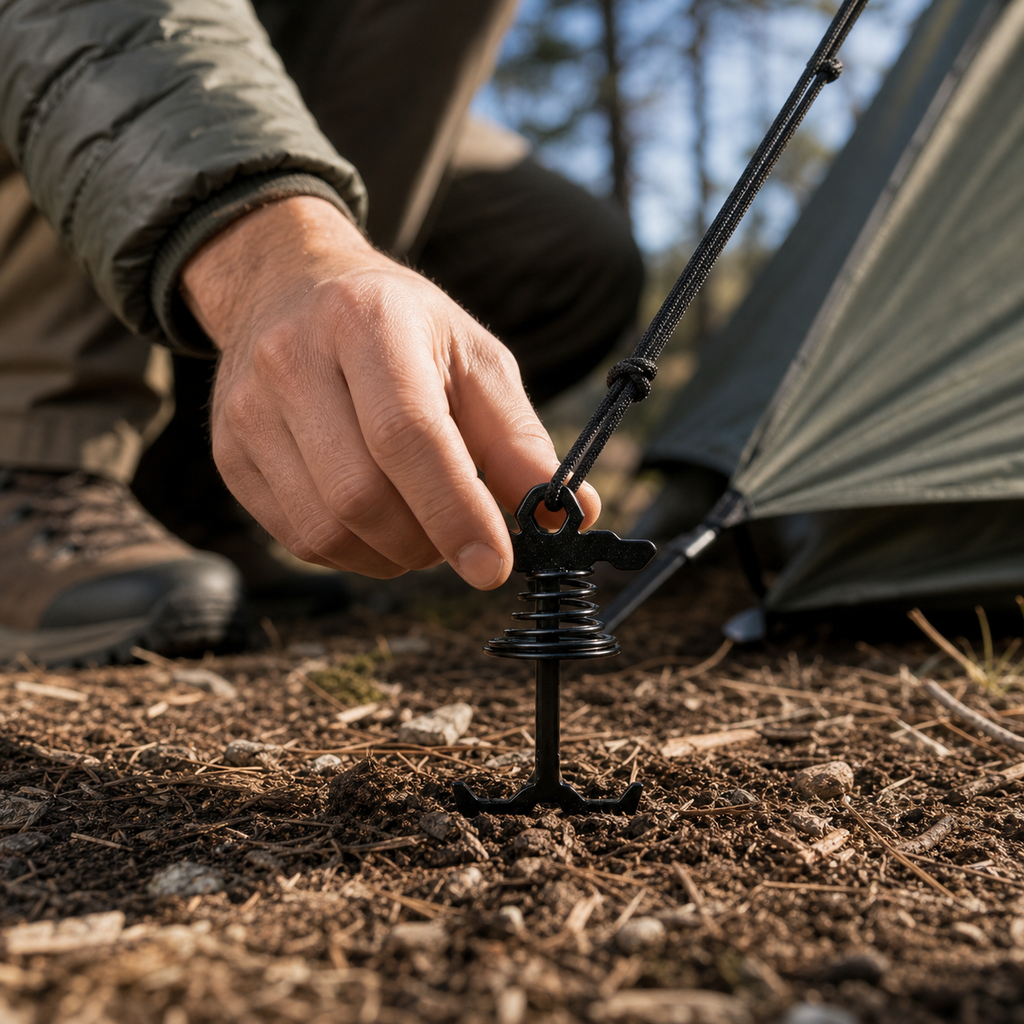 Spring-Lock Tent Stakes 03 human use
