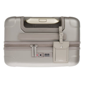 zipper carry-on max in champagne color - lock view from top down