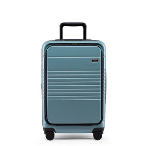 Front view of the zipper carry-on max with front pocket in sea sage
